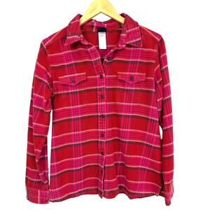 Patagonia Pink Plaid Button Up Flannel Top Size 8